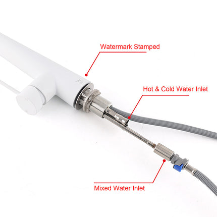 Matte White 2 Modes Spray Kitchen Mixer Pull Out Sink Tap Laundry Swivel Faucet.