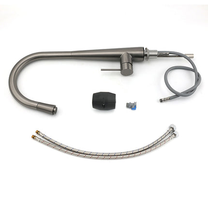 WELS Gun Metal Grey Pull Out Kitchen Sink Tap Basin Mixer Faucet Flexible Spout.
