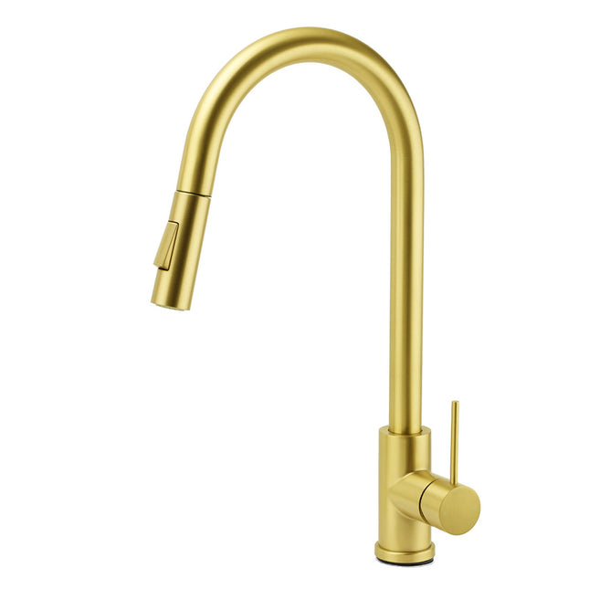 WELS Brushed Gold Pull Out Kitchen Sink Tap Basin Mixer Faucet 2 Modes Spout Set.