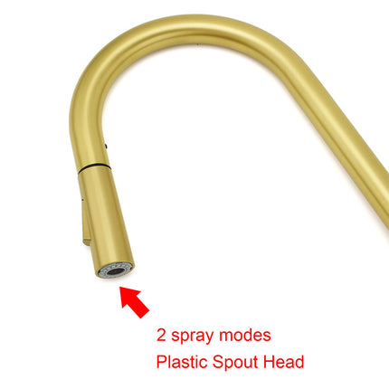 WELS Brushed Gold Pull Out Kitchen Sink Tap Basin Mixer Faucet 2 Modes Spout Set.