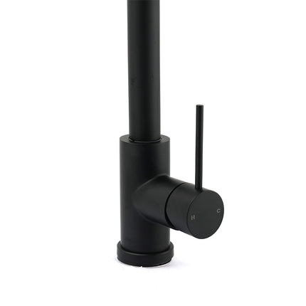 Matt Black Round Pull Out Down Kitchen Sink Tap Laundry Basin Mixer 2 Way Spout.