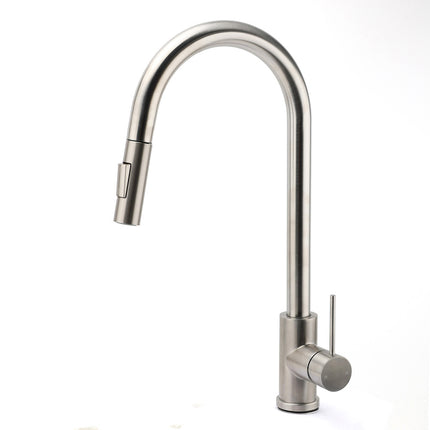 Brushed Nickel 2 Way Spray Kitchen Mixer Tap Pull Out Sink Laundry Swivel Faucet.