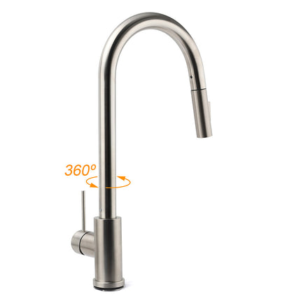 Brushed Nickel 2 Way Spray Kitchen Mixer Tap Pull Out Sink Laundry Swivel Faucet.