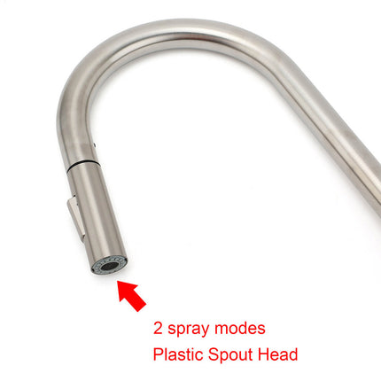 Brushed Nickel 2 Way Spray Kitchen Mixer Tap Pull Out Sink Laundry Swivel Faucet.