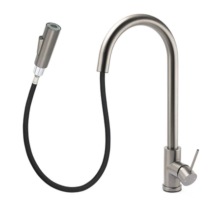 WELS Gun Metal Pull Out Kitchen Sink Tap Basin Mixer Faucet Flexible 2 Way Spout.