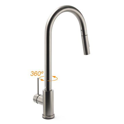 WELS Gun Metal Pull Out Kitchen Sink Tap Basin Mixer Faucet Flexible 2 Way Spout.