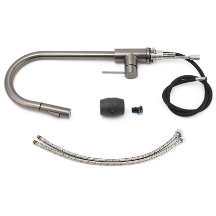 WELS Gun Metal Pull Out Kitchen Sink Tap Basin Mixer Faucet Flexible 2 Way Spout.