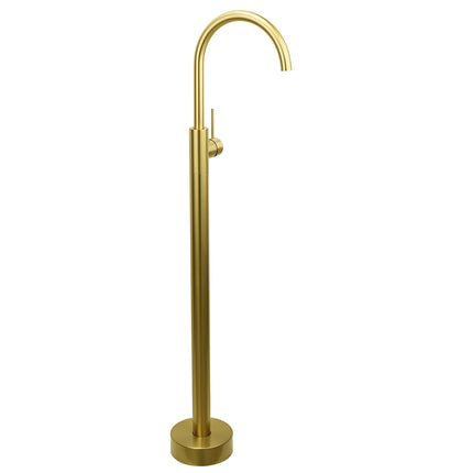Brushed Gold Bath Tub Mixer Tap Free Standing Faucet Filler Spout Hot Cold Water.