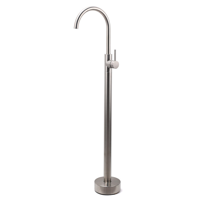 Brushed Nickel Stainless Steel Bathtub Tap Free Standing Faucet Filler Spout Set.