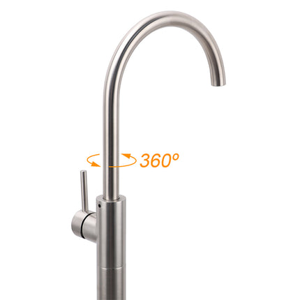 Brushed Nickel Stainless Steel Bathtub Tap Free Standing Faucet Filler Spout Set.