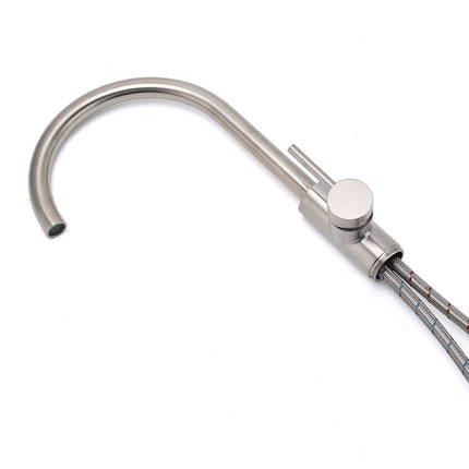 Brushed Nickel Stainless Steel Bathtub Tap Free Standing Faucet Filler Spout Set.