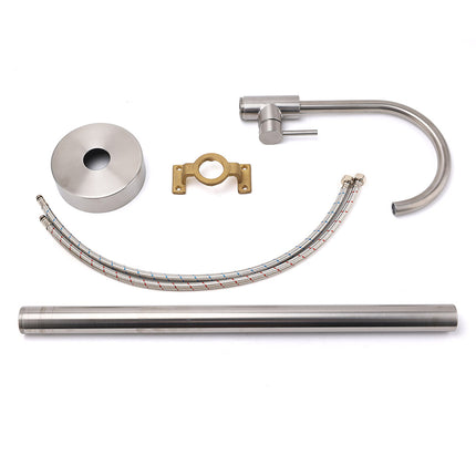 Brushed Nickel Stainless Steel Bathtub Tap Free Standing Faucet Filler Spout Set.