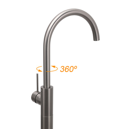 Gun Metal Bathroom Free Standing Hot Cold Water Mixer Tap Bath Tub Filler Spout.