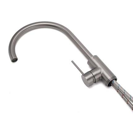Gun Metal Bathroom Free Standing Hot Cold Water Mixer Tap Bath Tub Filler Spout.