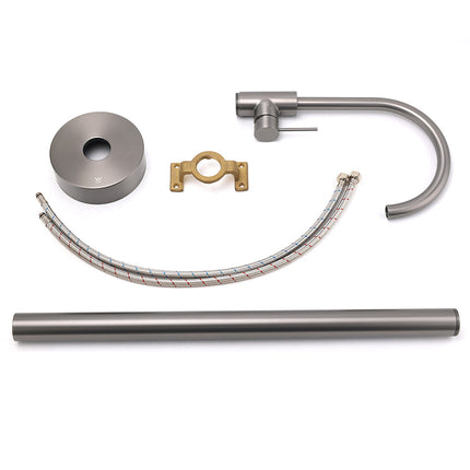 Gun Metal Bathroom Free Standing Hot Cold Water Mixer Tap Bath Tub Filler Spout.