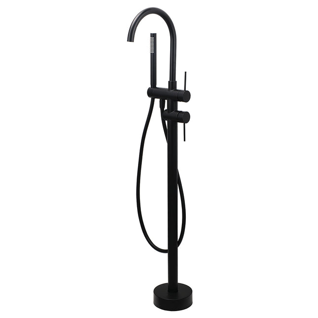 WELS Matt Black Bathtub Filler Free Standing Mixer Faucet Tap Spout HandHeld Set.