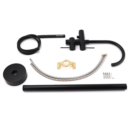 WELS Matt Black Bathtub Filler Free Standing Mixer Faucet Tap Spout HandHeld Set.