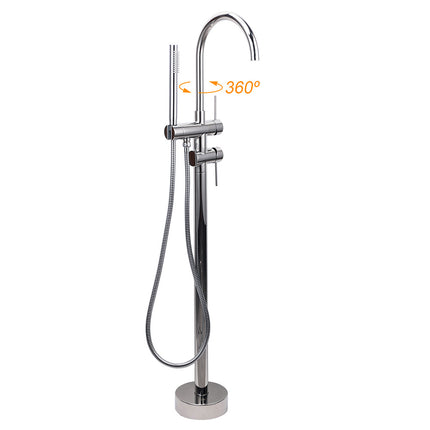 Polished Chrome Bathtub Filler Free Standing Mixer Faucet Tap Spout Handset WELS.