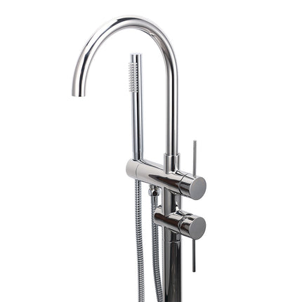 Polished Chrome Bathtub Filler Free Standing Mixer Faucet Tap Spout Handset WELS.