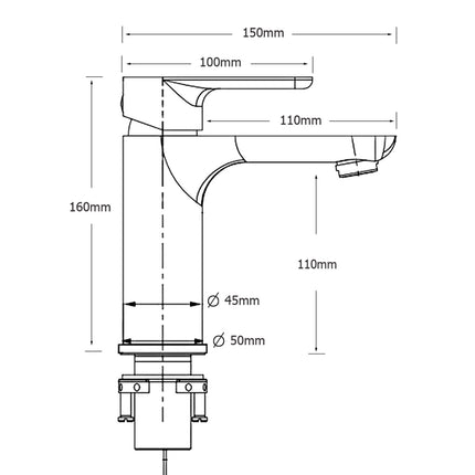 Brushed Gold Round Short Bathroom Vanity Laundry Chrome Basin Mixer Faucet Tap.