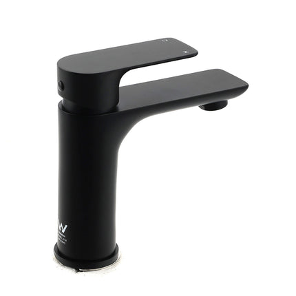 WELS Matt Black Basin Mixer Bathroom Vanity Laundry Sink Flick Faucet Tap Valve.