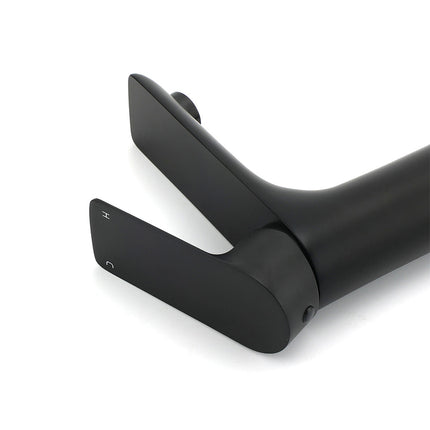 WELS Matt Black Basin Mixer Bathroom Vanity Laundry Sink Flick Faucet Tap Valve.