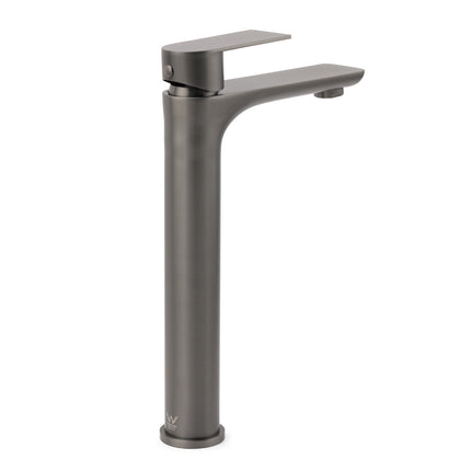WELS Gun Metal Grey Round High Rise Basin Mixer Bathroom Vanity Faucet Tapware.