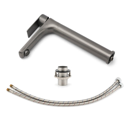 WELS Gun Metal Grey Round High Rise Basin Mixer Bathroom Vanity Faucet Tapware.