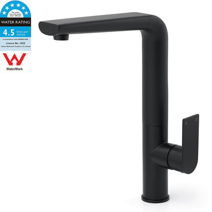 WELS Matte Black Round Kitchen Mixer Sink Tap Swivel Laundry Faucet Spout NEW.