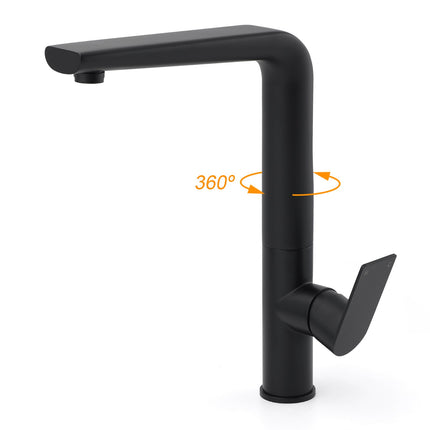 WELS Matte Black Round Kitchen Mixer Sink Tap Swivel Laundry Faucet Spout NEW.