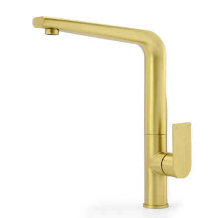 NEW ARRIVAL WELS Brushed Gold Round Kitchen Mixer Sink Tap Laundry Faucet Spout.