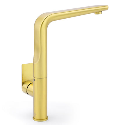 NEW ARRIVAL WELS Brushed Gold Round Kitchen Mixer Sink Tap Laundry Faucet Spout.