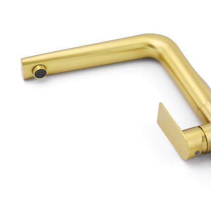 NEW ARRIVAL WELS Brushed Gold Round Kitchen Mixer Sink Tap Laundry Faucet Spout.