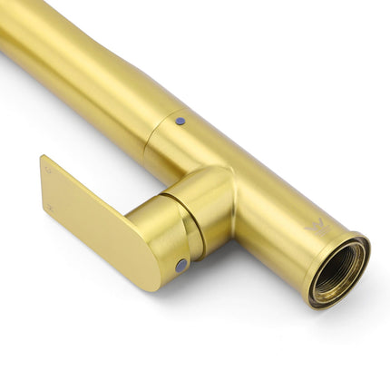 NEW ARRIVAL WELS Brushed Gold Round Kitchen Mixer Sink Tap Laundry Faucet Spout.