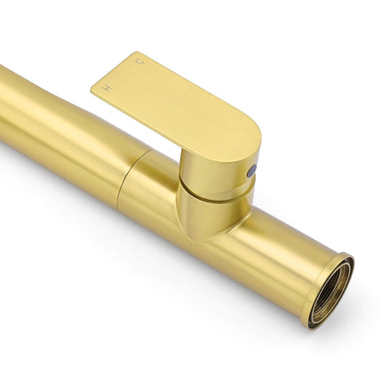 NEW ARRIVAL WELS Brushed Gold Round Kitchen Mixer Sink Tap Laundry Faucet Spout.