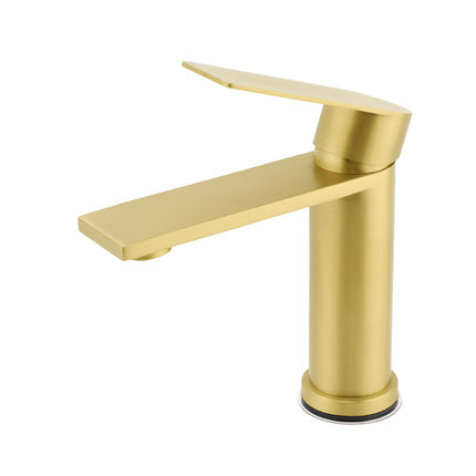 WELS Brushed Gold Short Square Basin Mixer Vanity Sink Faucet Spout Laundry Tap.