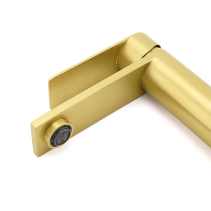 WELS Brushed Gold Short Square Basin Mixer Vanity Sink Faucet Spout Laundry Tap.