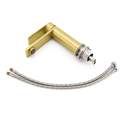 WELS Brushed Gold Short Square Basin Mixer Vanity Sink Faucet Spout Laundry Tap.