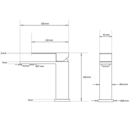 WELS Brushed Nickel Laundry Standard Basin Mixer Vanity Sink Faucet Spout Tap.