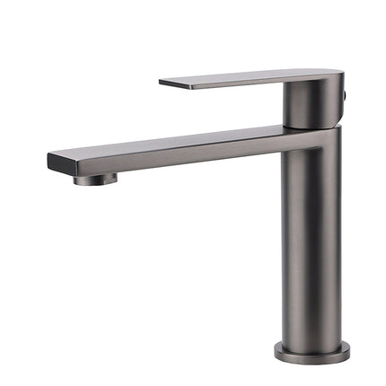 Gun Metal Rounded Square Short Basin Mixer Vanity Sink Faucet Laundry Spout Tap.