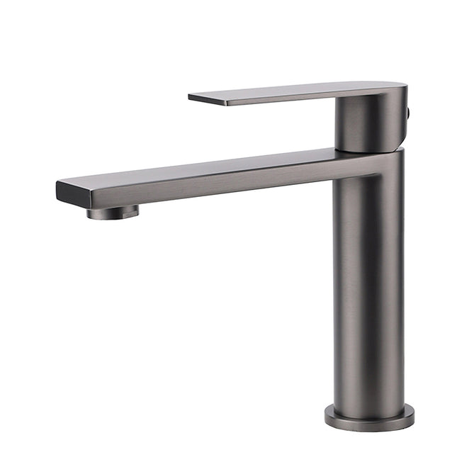 Gun Metal Rounded Square Short Basin Mixer Vanity Sink Faucet Laundry Spout Tap.