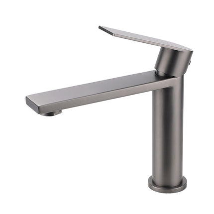 Gun Metal Rounded Square Short Basin Mixer Vanity Sink Faucet Laundry Spout Tap.