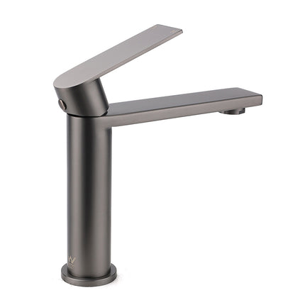Gun Metal Rounded Square Short Basin Mixer Vanity Sink Faucet Laundry Spout Tap.