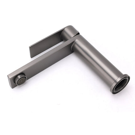 Gun Metal Rounded Square Short Basin Mixer Vanity Sink Faucet Laundry Spout Tap.