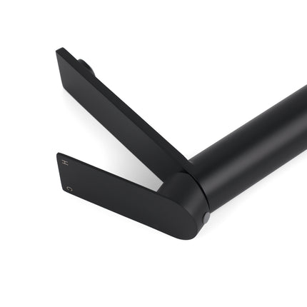 WELS Matt Black Square Tall Flat Lever Handle Basin Mixer Vanity Sink Faucet Spout.