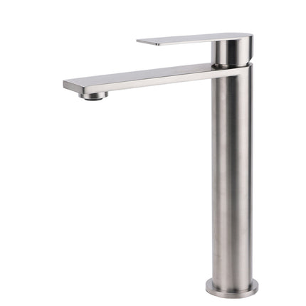 WELS Brushed Nickel Tall Basin Mixer Vanity Sink Faucet Spout 304SUS Laundry Tap.