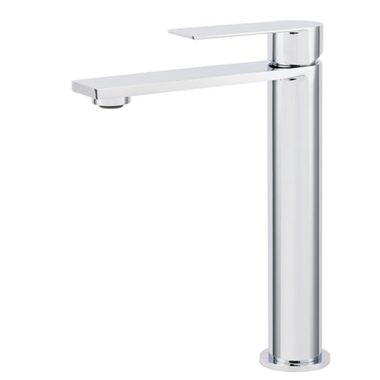 WELS Polished Chrome Tall Basin Mixer Vanity Sink Faucet Spout Laundry Flat Tap.