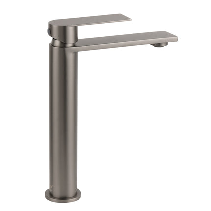 WELS Square Tall Flat Handle Basin Mixer Vanity Sink Faucet Spout Gun Metal Gey.