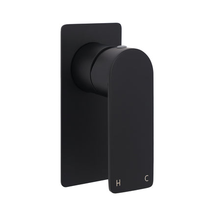 Matte Black Rectangle Shower Mixer Hot Cold Control Tap 35mm Ceramic Cartridge.