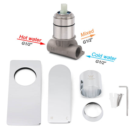 Chrome Square Lever Handle Shower Mixer Hot Cold Water Valve Watermark Standard.